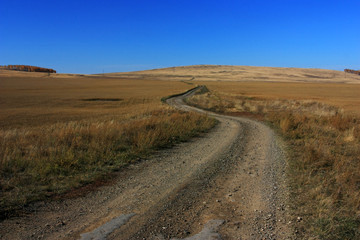 Empty country road in the field