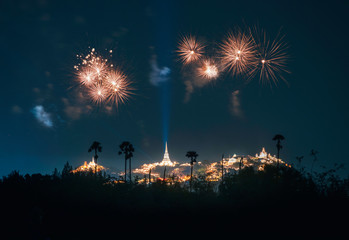 A beautiful fireworks display for celebrations Phra Nakhon Khiri.Phetchaburi