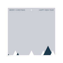 Squared Christmas Card. Illustration with minimal aesthetic and cold colour palette.