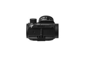 modern black optical scope for weapon isolated on whited. sight scope isolated on white back.