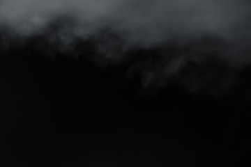 Smoke come from top on black background. Like soft blur fog