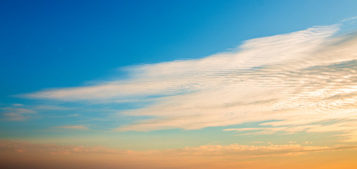 Beautiful golden sky cloud with sunset. Beautiful sky background.