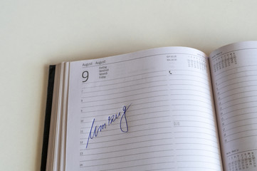 Kalender mit dem Eintrag Umzug