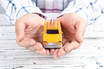 Protection of taxi car service. Business concept.