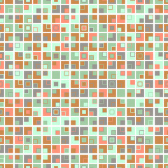 Mosaic seamless pattern, texture. Consists of colored geometric elements of a square shape, located on a white background. - 302420150