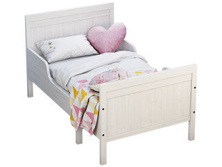 White wood pull-out children's bed. 3d render