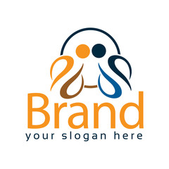 Competition people logo template, colorful people. Vector Illustration on white background	