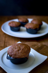 Brownie made in the small black casserole.