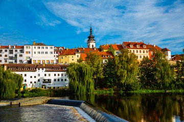 Obraz premium Scenic view of the city of Pisek and Otava river. Czech Republic