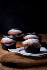 Brownie made in the small black casserole.