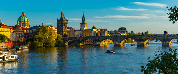 View of Charles bridge in autumn sunny day. Prague. Czech republic © JackF