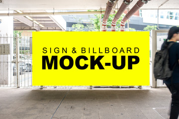 Mock up large blank horizontal billboard at car park