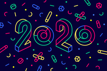 2020, Happy New Year. Greeting card Happy New Year 2020