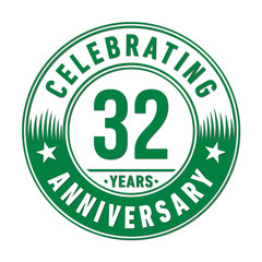 32 years anniversary celebration logo template. Vector and illustration.