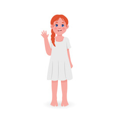 Cute Girl Gesturing Hello Character Design Cartoon Illustration