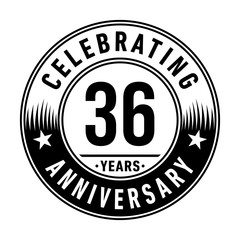 36 years anniversary celebration logo template. Vector and illustration.
