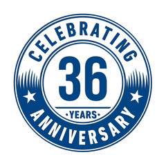 36 years anniversary celebration logo template. Vector and illustration.