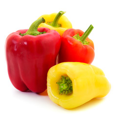 Peppers red and yellow isolated.