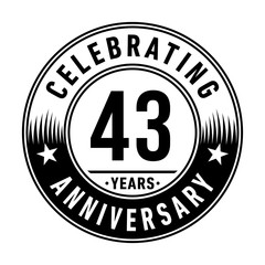 43 years anniversary celebration logo template. Vector and illustration.