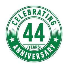 44 years anniversary celebration logo template. Vector and illustration.