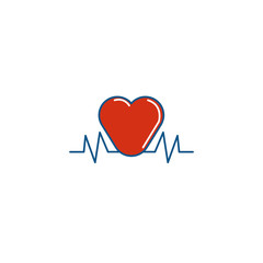 Isolated medical heart pulse icon fill design