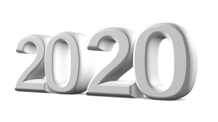 2020 New Year isolated on Background. 3d Illustration