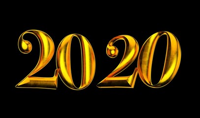 2020 New Year isolated on Background. 3d Illustration