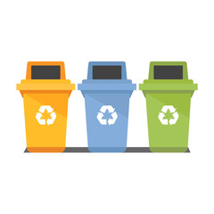 set of different garbage bins illustration vector