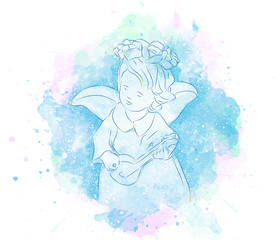 Mixed technique illustration of an angel