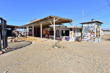 The remains of the Bombay Beach resort at the Salton sea in California