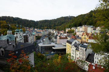 Karlovy Vary, Czech Republic - October 11, 2019: Karlovy Vary. Sights and beauty of the city
