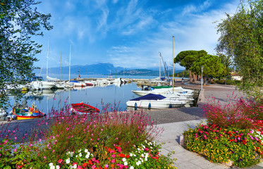 Fototapeta na wymiar Lazise, Lake Garda, Italy, Port