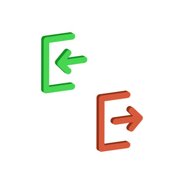 Set of login and logout icon.Vector isometric and 3D view.