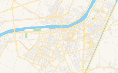 Naklejka premium Printable street map of Al Mansurah, Egypt