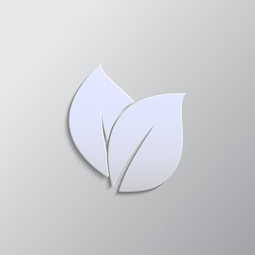 Leaf, Folio Paper Style Icon. Grey Color Vector Background