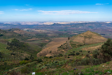 Naklejka premium Sicilian Landscape from Mazzarino, Caltanissetta, Sicily, Italy, Europe