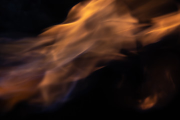 Soft blur flame from moving to the top with some blue flame on black background. For overlay effect
