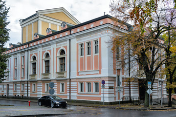 View of Old Theatre "Geo Milev" in autumn, in Stara Zagora, Bulgaria