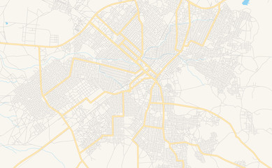Printable street map of Al Qadarif, Sudan