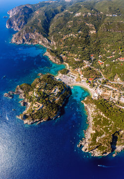 Aerial of mediterranean island Corfu in Greece © eugenegg