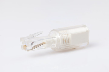 rj45 and phone jack on white background