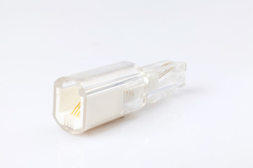 rj45 and phone jack on white background