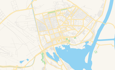 Fototapeta na wymiar Printable street map of Ismailia, Egypt