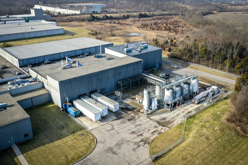 Fototapeta premium Aerial view of Industrial Manufacturing Facility