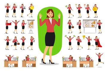 Set of Businesswoman character design. Vector illustration.