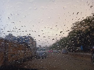 rain water drops on the glass