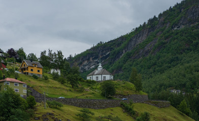 Obraz premium Geiranger Church - Geiranger, Norway. July 2019