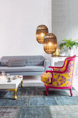 living room interior design classic furniture, home and table