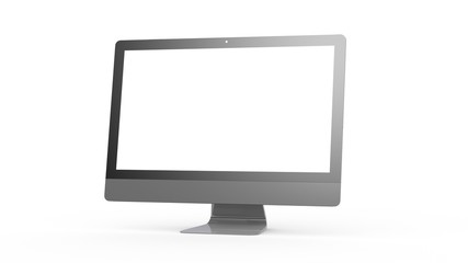 flat monitor white screen computer, pc display digital wide screen and slim 3d