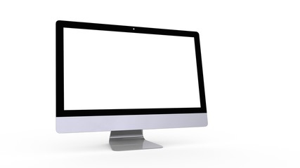 flat monitor white screen computer, pc display digital wide screen and slim 3d